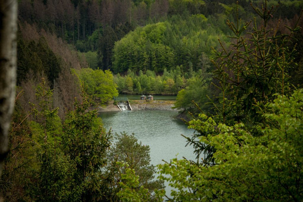 Wandern rund um die Sengbachtalsperre - Blick auf die Vorstaustufe